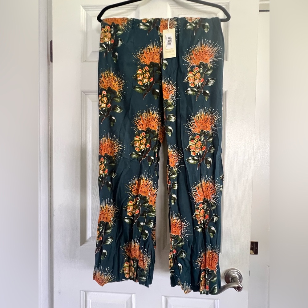 Alohiwai Long Teal Pant in Ohia Lehua BNWT